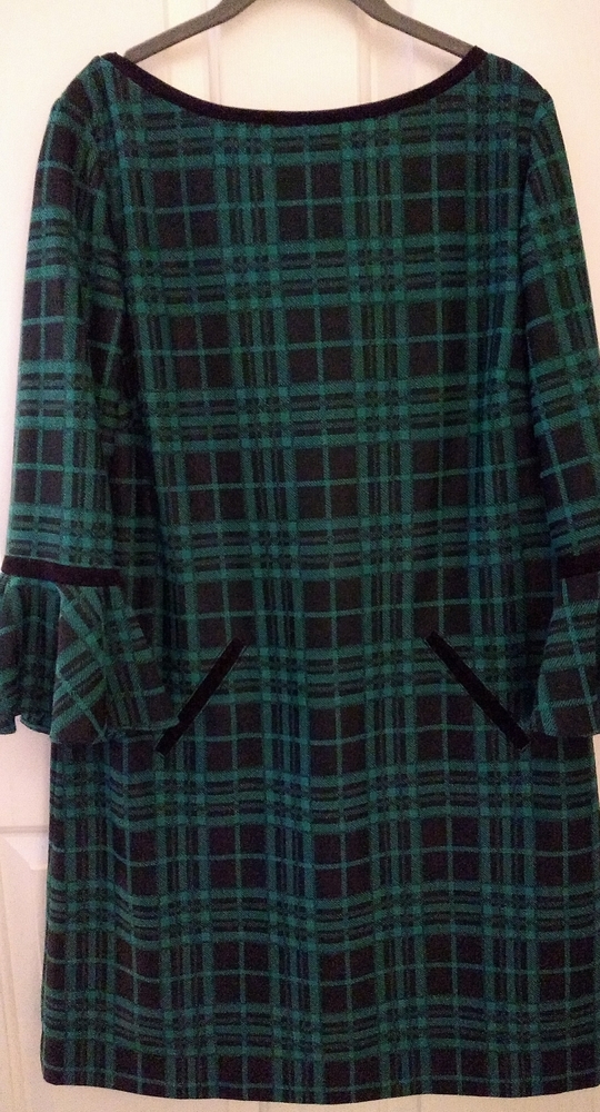 Tahari Plaid Fall/Winter Dress with Bell Sleeves - Picture 1 of 12